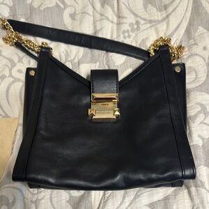 Michael Kors Black and Gold Shoulder Bag with Chain Strap